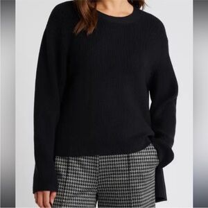 GREY LAB Los Angeles wide neck sweatshirt one side tie cuff ties black sz small